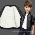 WINTER LONG SLEEVE PURE COLOR CHILDREN LEATHER JACKET